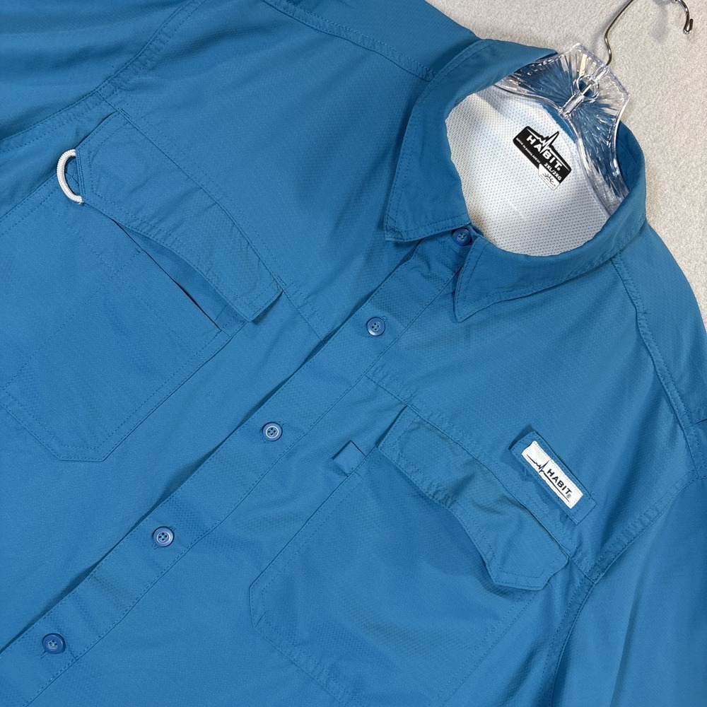 Habit Vented Fishing Shirt Men's Size 2XL Button Up Teal‎ Short Sleeve